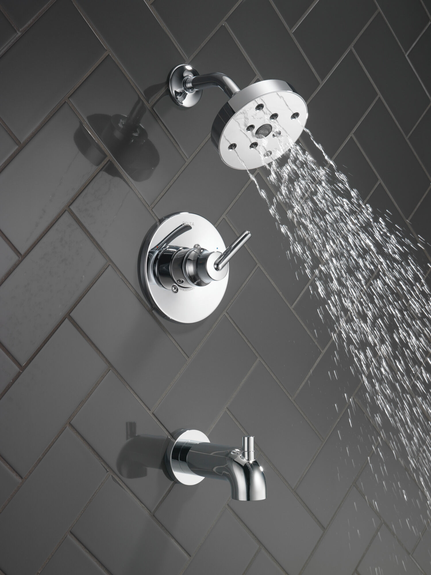 T14459 Monitor® 14 Series H2Okinetic® для ванны и душа Delta Faucet Trinsic Хром  - Вид №5