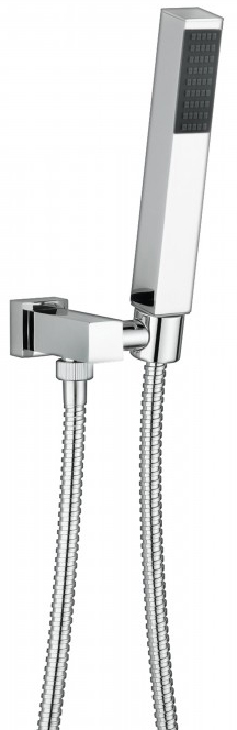 834 Квадратный душевой набор с коленом для подачи воды, ориентируемым кронштейном, однофункциональным ручным душем и шлангом с двойной блокировкой 1500 мм, конический 1/2 ”ff. Bongio Wellness