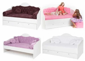 Кровать диван ABC-KING Princess/Фея темно-сиреневый велюр стразами Сваровски (190*90) без ящика и матраса