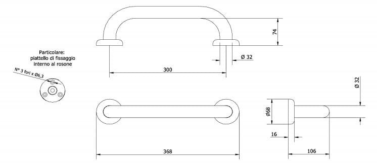 Фиксированная стальная ручка для ванной комнаты Thermomat окрашенная ARCH-00120530 - Вид №1