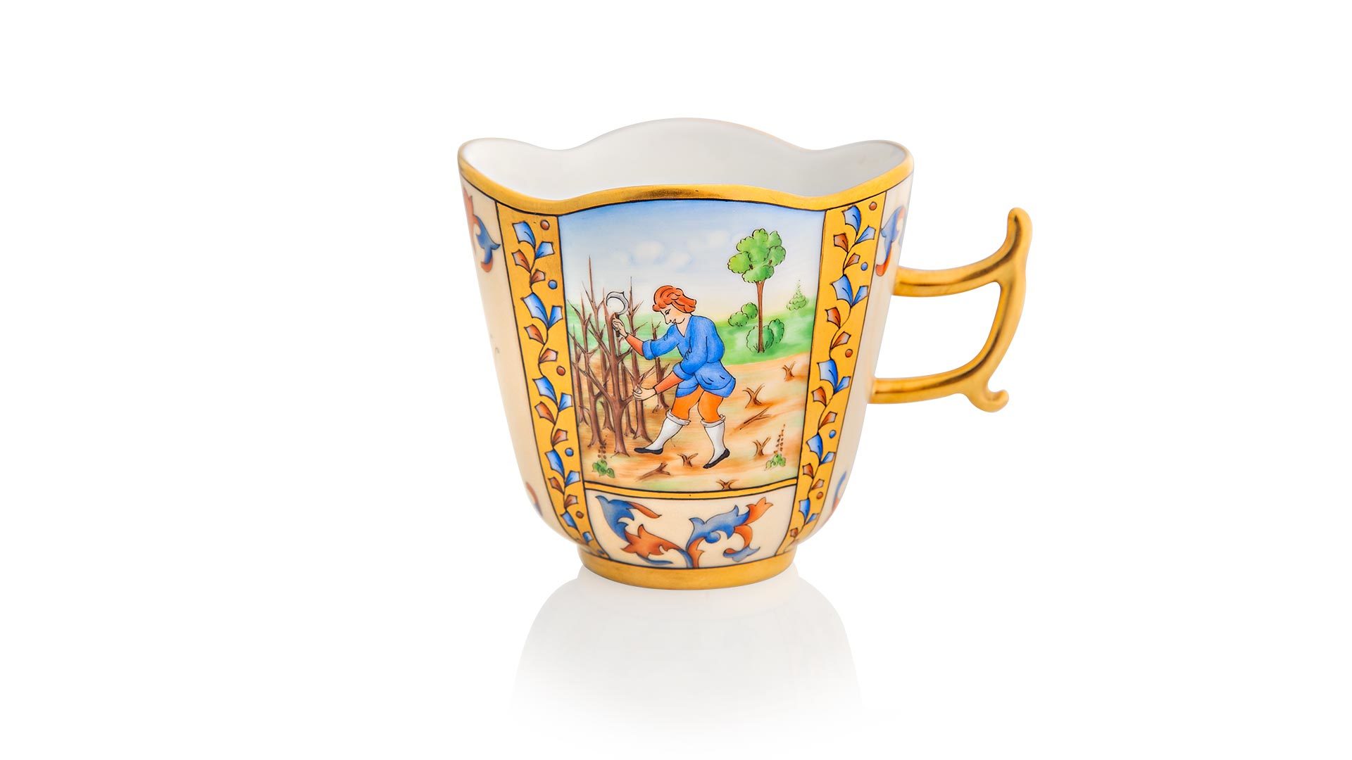 96713 Herend Чашка для горячего шоколада с блюдцем 110мл "Знаки Зодиака" "Овен" Фарфор  - Вид №1