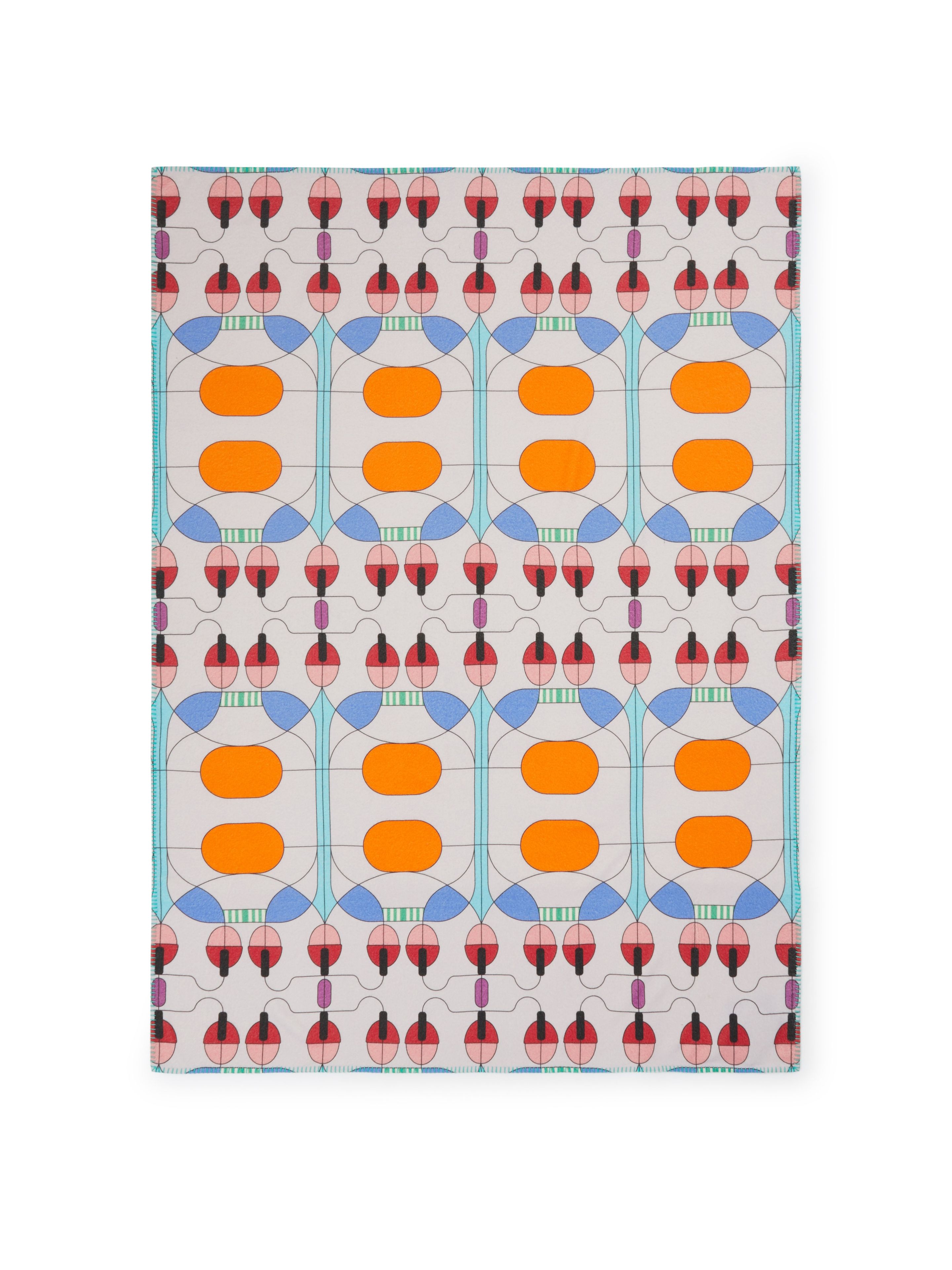 Многоцветный плед с графическим рисунком из мериносовой шерсти Lanerossi Колокольчик ARCH-00050486 - Вид №2