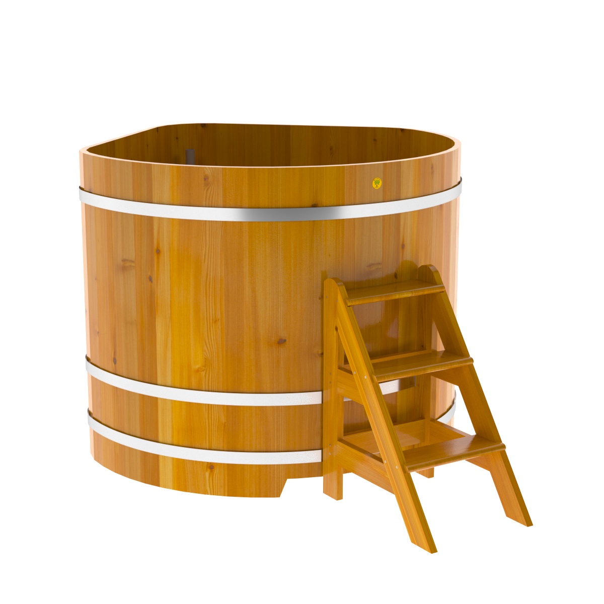 2322 Купель угловая из лиственницы Рустик 1,37х1,37х1,2 натуральная Alyarus  - Вид №1