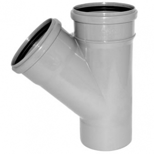 Тройник канализационный ПВХ Д50х50мм 45 градусов Политек 6281 - Вид №1