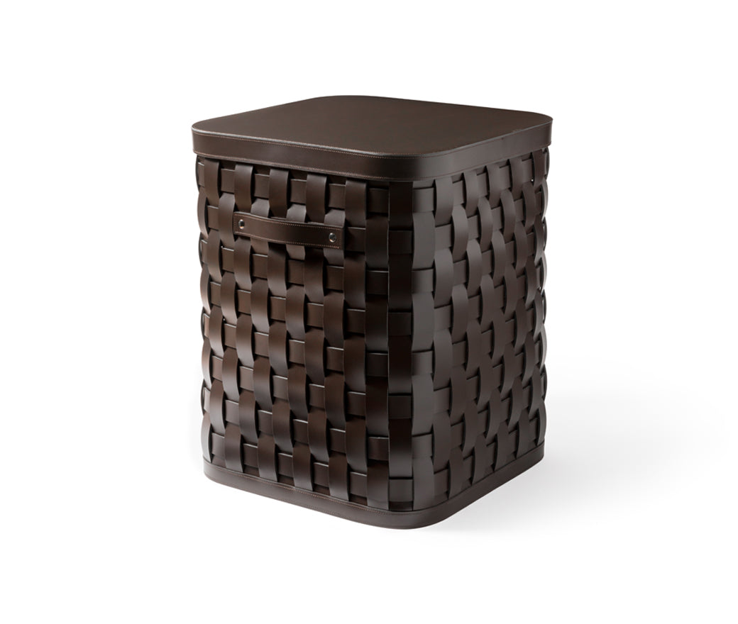 Корзина Demetra, большая квадратная - 40X40XH50 см / регенерированная кожа_серо-коричневый Pinetti 00.1183.082.048