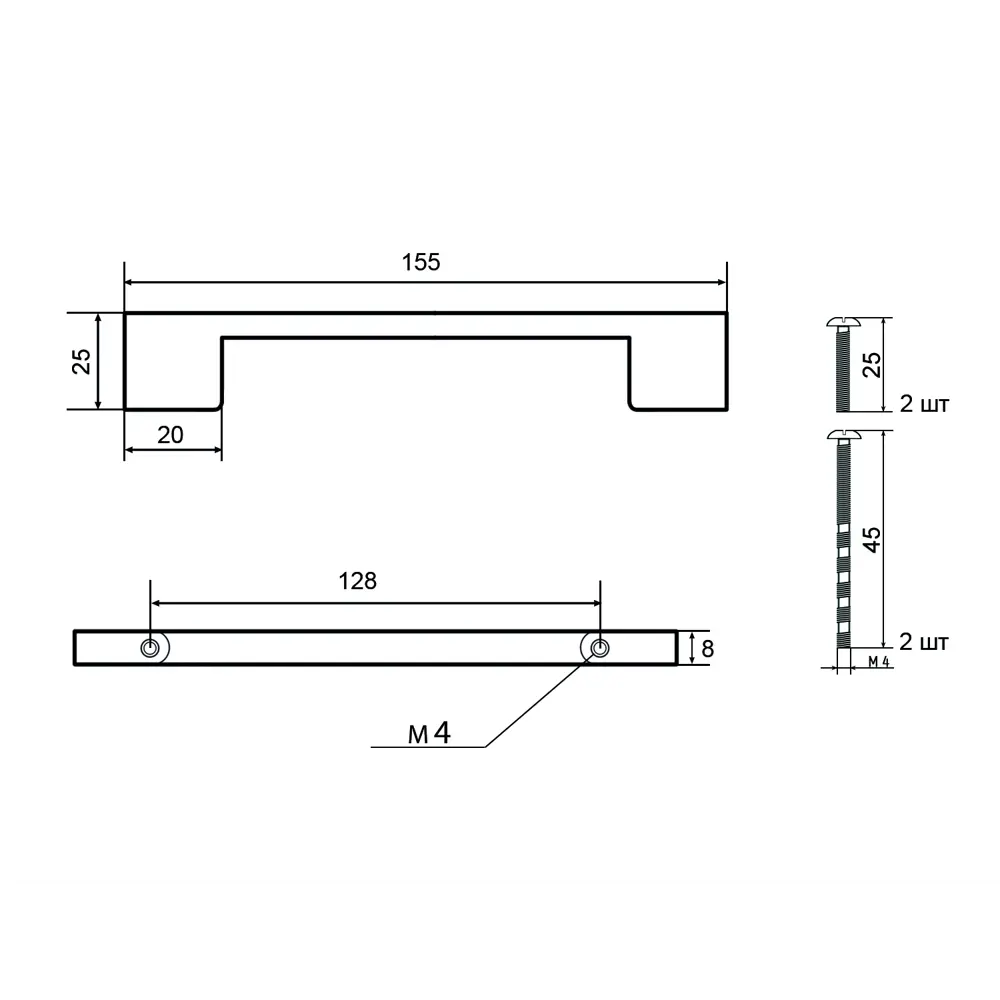 86899618 Ручка-скоба мебельная Ritiro ЦАМ 128 мм цвет никель STLM-1012334 PALLADIUM  - Вид №5