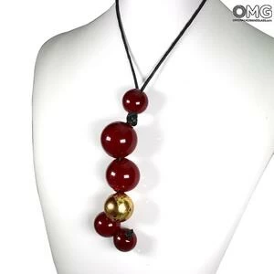 4651 ORIGINALMURANOGLASS Колье Люмина - Красное - муранское стекло OMG 56 см
