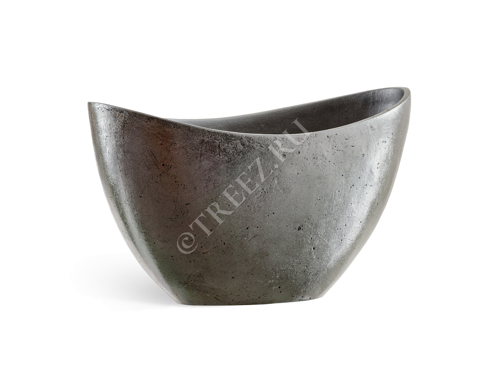 41.3321-04-054-DSL-20/37 Кашпо  Effectory - серия Metal - Ваза-Лодка малая - Стальное серебро Цветочная коллекция 