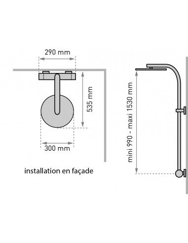 668400 000 00  Душевая стойка для ванны Opium, термостатический смеситель, полки для хранения, хром Valentin  - Вид №2