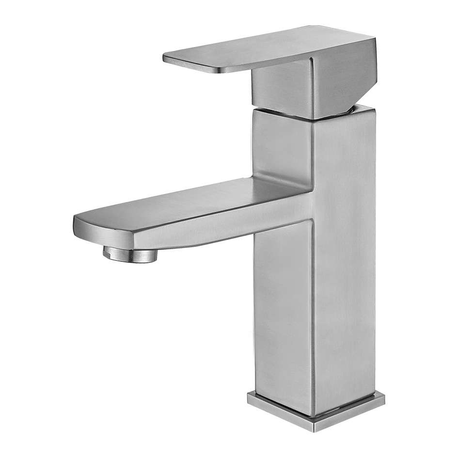 Смеситель д/ум MELANA-610201 Cubo нерж.сталь, однорычажный, сатин, литой излив - Вид №3