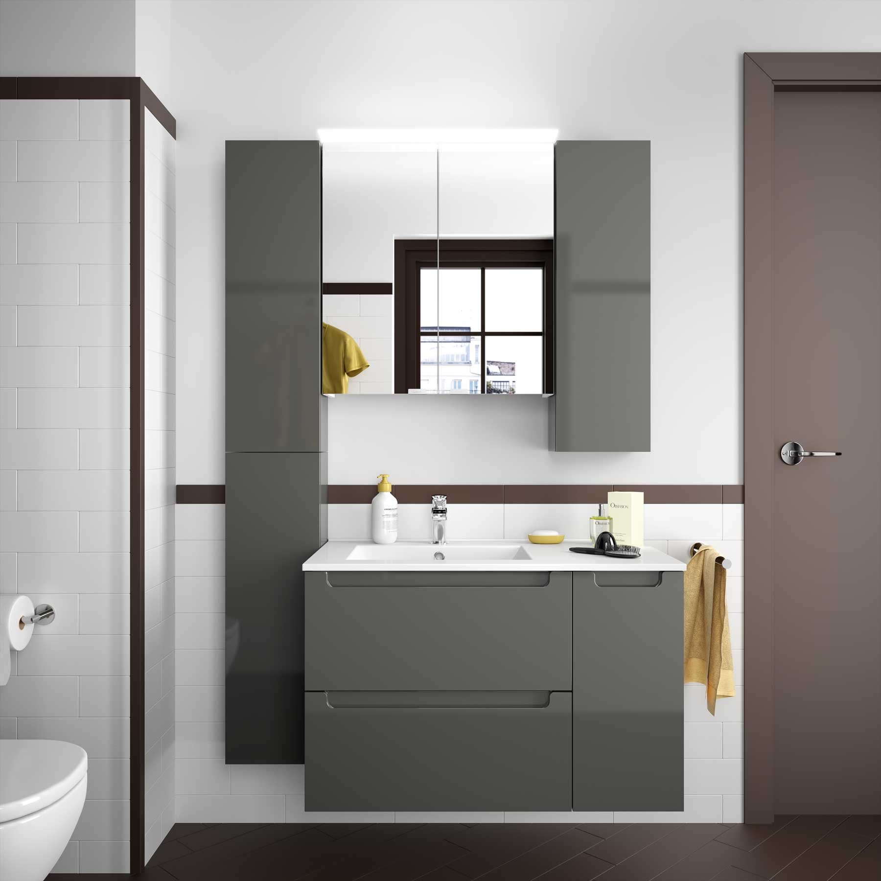 21090 SALGAR Раковина IBERIA 855 тумба для хранения справа БЕЛЫЙ ФАРФОР 855 x 20 x 460 мм  - Вид №2