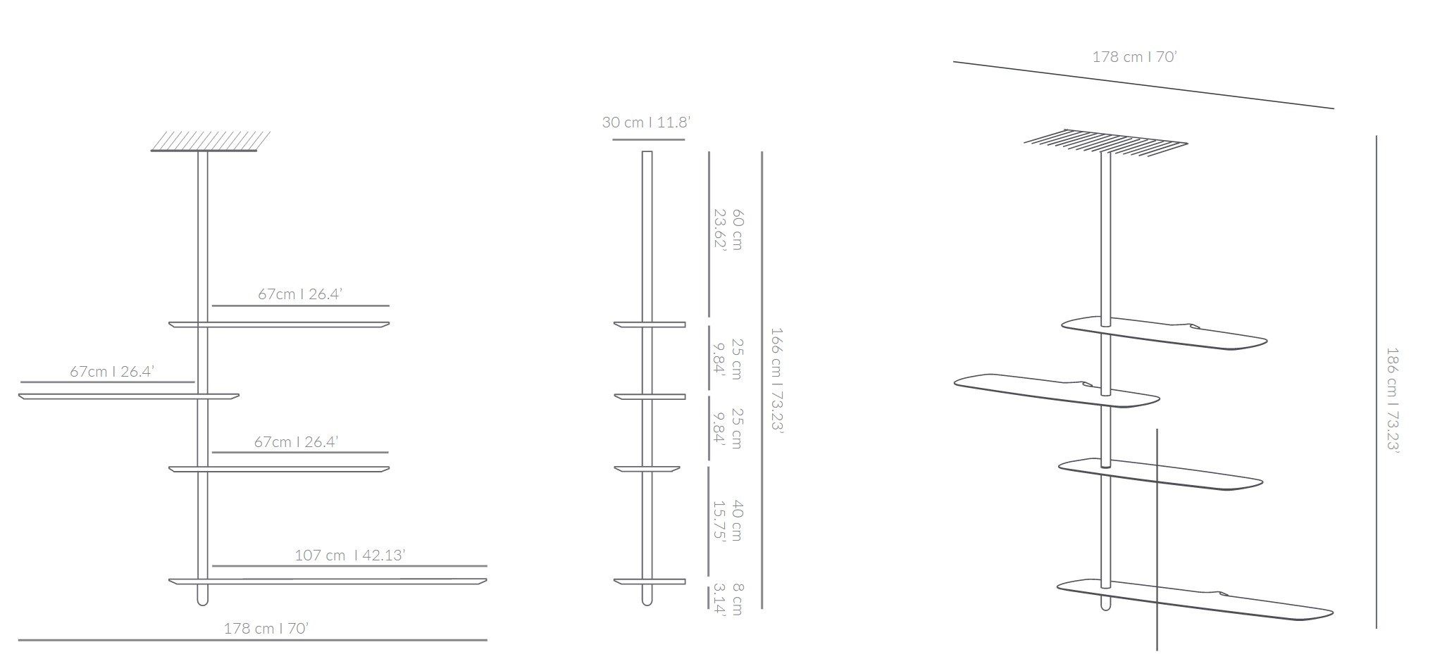 Модульная потолочная полка из шпона NOMON уникальная ARCH-00047381 - Вид №9