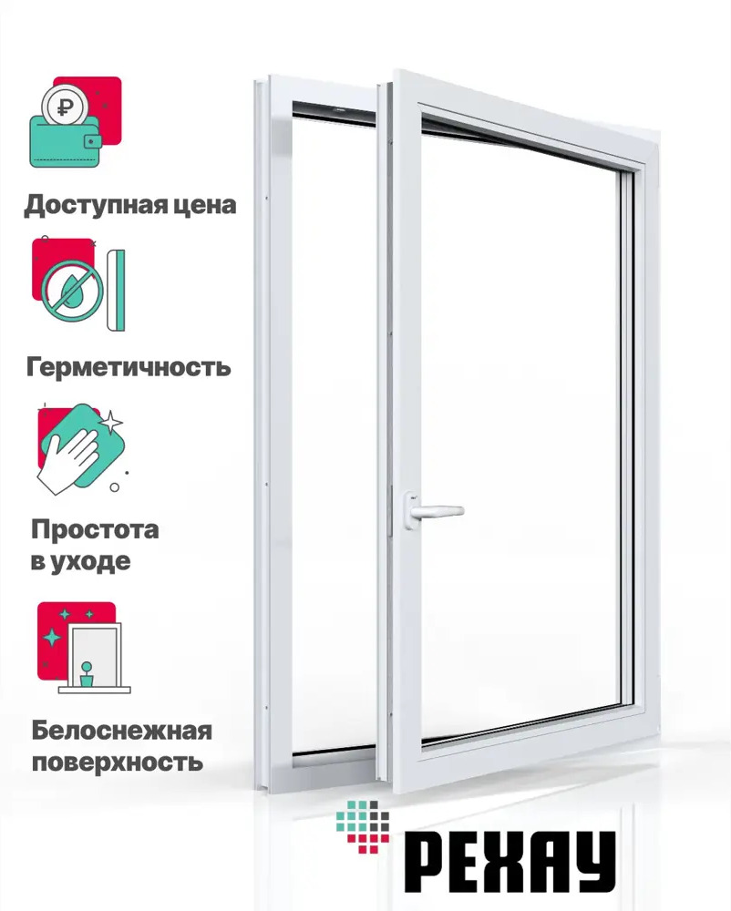 91814538 Пластиковое окно ПВХ Рехау Blitz 700x600мм (ВхШ) одностворчатое поворотно-откидное правое однокамерный стеклопакет цвет STLM-0894662