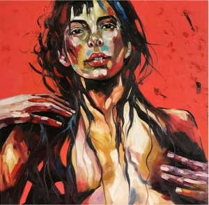 Картина на холсте 100х100 см "Красавица" EVENHOME КАРТИНЫ МАСЛОМ 130060 Бежевый;красный;черный