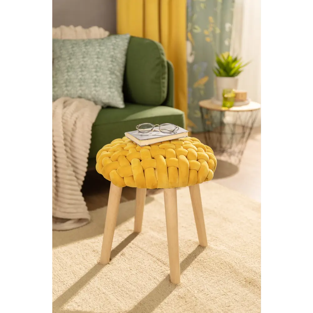 Табурет круглый Atmosphera 157198C ø39 h42.5 см, цвет желтый STLM-2026654 - Вид №2