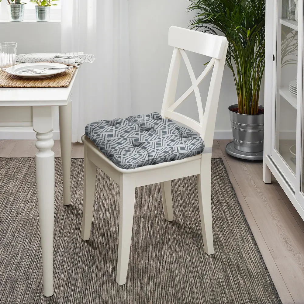 Сидушка «Геометрия» 40x35 см цвет серый LINEN WAY STLM-2081868 - Вид №3