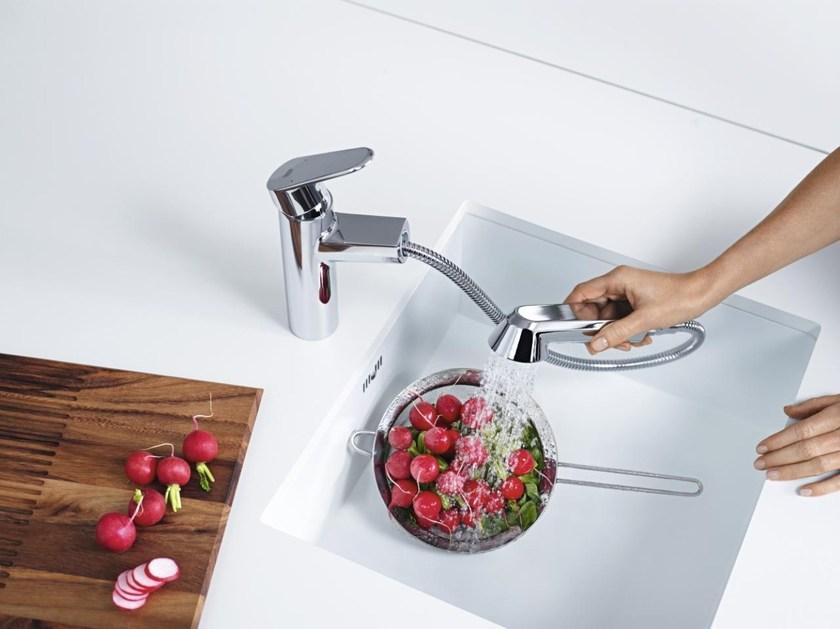 Смеситель для кухни GROHE Eurodisc Cosmopolitan с выдвижной лейкой, хром (32257002) - Вид №2