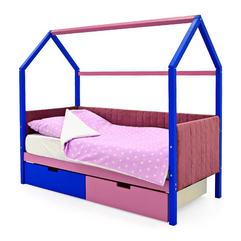 Детская кровать-домик мягкая синяя-лаванда Svogen БЕЛЬМАРКО  00-3873192 Розовый Santreyd  - Вид №2