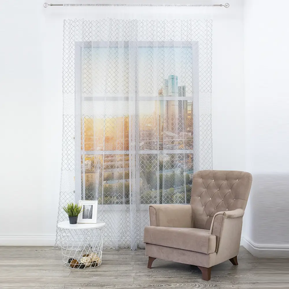 Тюль на ленте Peru 28989 300x280 см цвет серый AMORE MIO STLM-2114336 - Вид №3