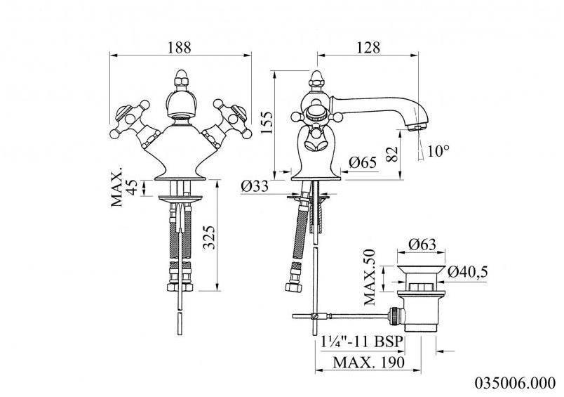 Bronces Mestre Смеситель для мойки с одним отверстием, глянцевый Retro 035006.000.50 - Вид №1