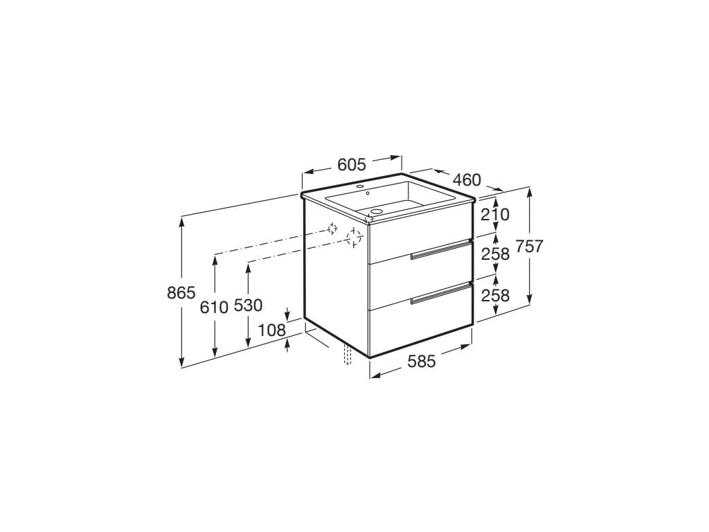 Деревянный шкаф для раковины с выдвижными ящиками Roca Victoria-N ARCH-00072869 - Вид №42