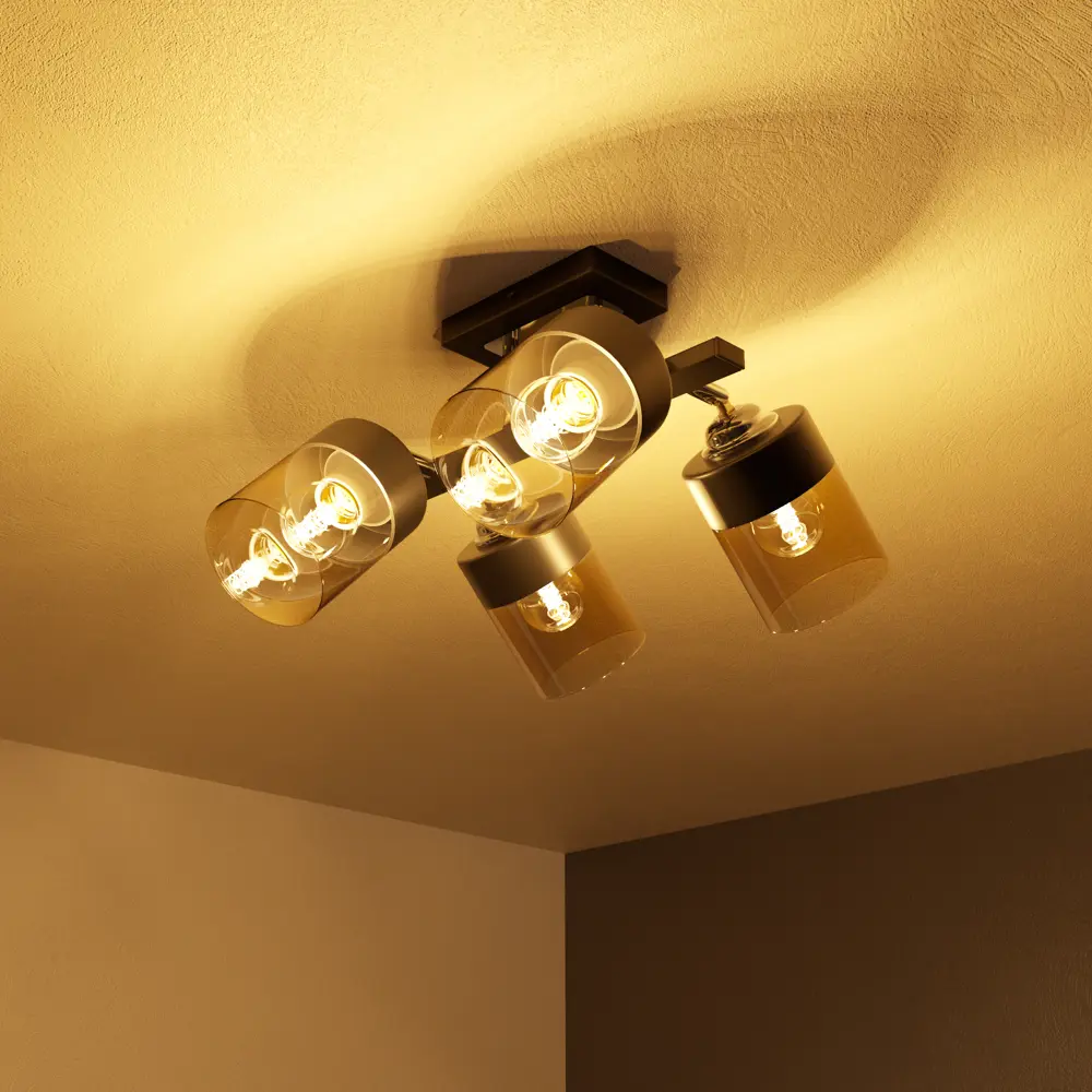 Потолочная люстра INSPIRE Amber с янтарными плафонами для гостиной 85113376 STLM-0058953 - Вид №1