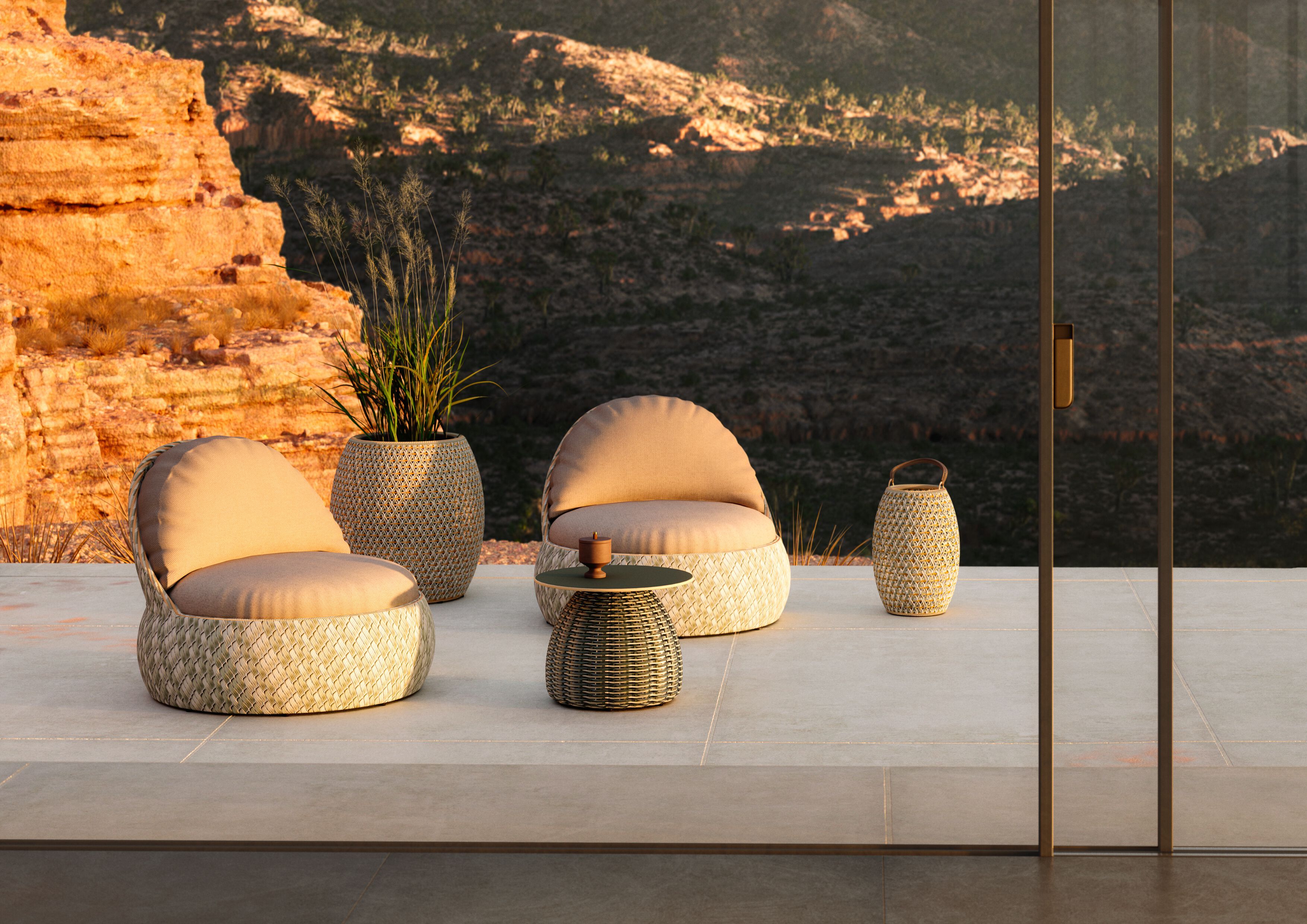 Круглый садовый журнальный столик с керамической столешницей DEDON белые грибы ARCH-00132203 - Вид №16