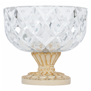 52078 BOGACHO Фруктовница конфетница Бриз Айвори мрамор / стекло