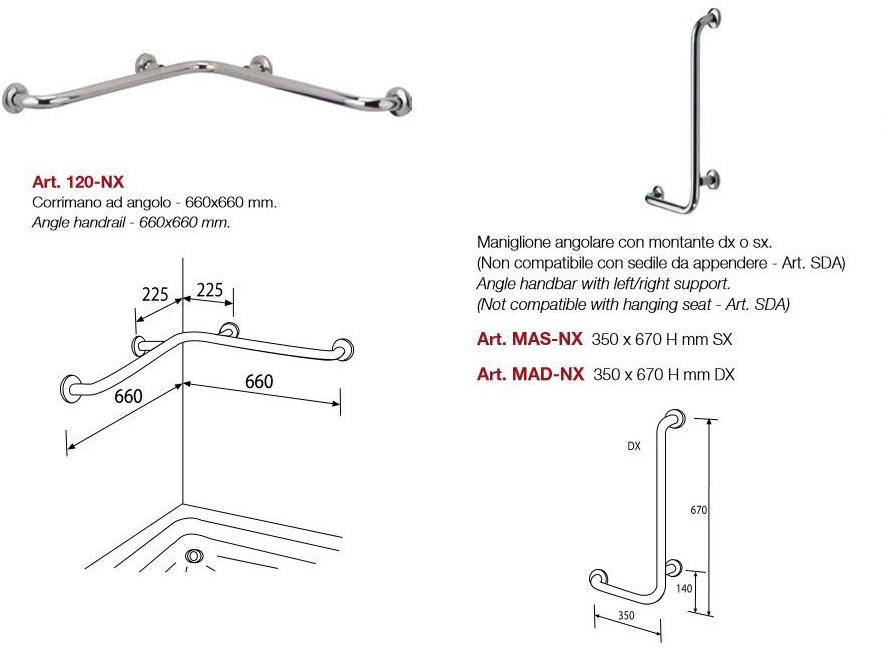 Saniline Ручка для ванной из нержавеющей стали с фиксированным углом Inox sun-id-1358285 - Вид №1