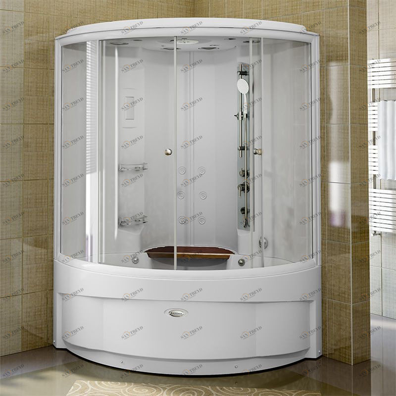 Душевой бокс «ДАНИЭЛА компл. 1», чаша ванны, рама-подставка, слив-перелив полуавтоматический, фронтальная панель, боковые стенки, крыша, стеклянные шторки (прозрачные), контроллер 300, функция «Пар», FM-приемник, освещение, динамик - 2 шт., вентилятор выт Radomir 1041040740