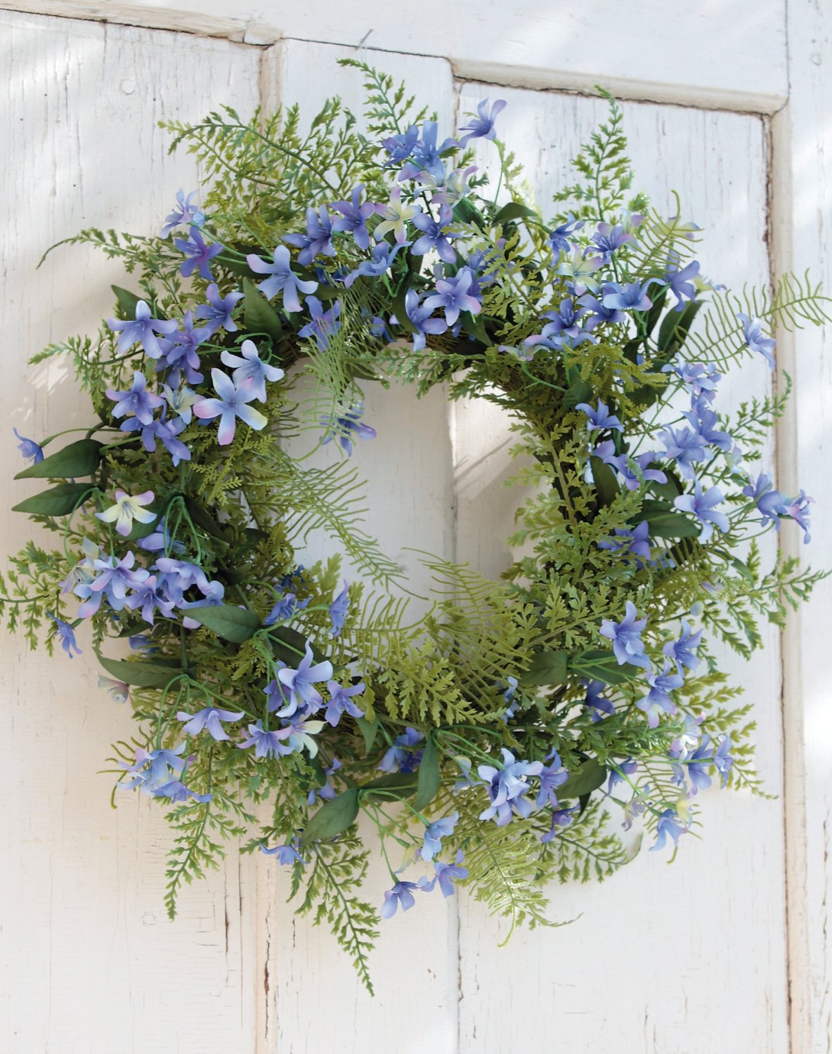 3105 110 a3 Искусственный венок 'жасмин / папоротник' Ø 45 см, голубой H-andreas  - Вид №4