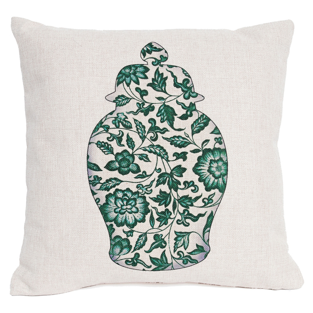 2719166 Декоративная подушка «Китайская ваза», версия 3, антик грин Object Desire 