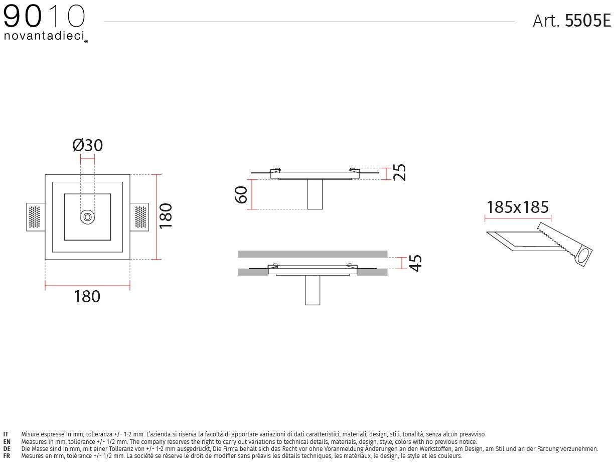9010 novantadieci Утопленная розетка из cristaly® для подвесок  5505e  - Вид №1