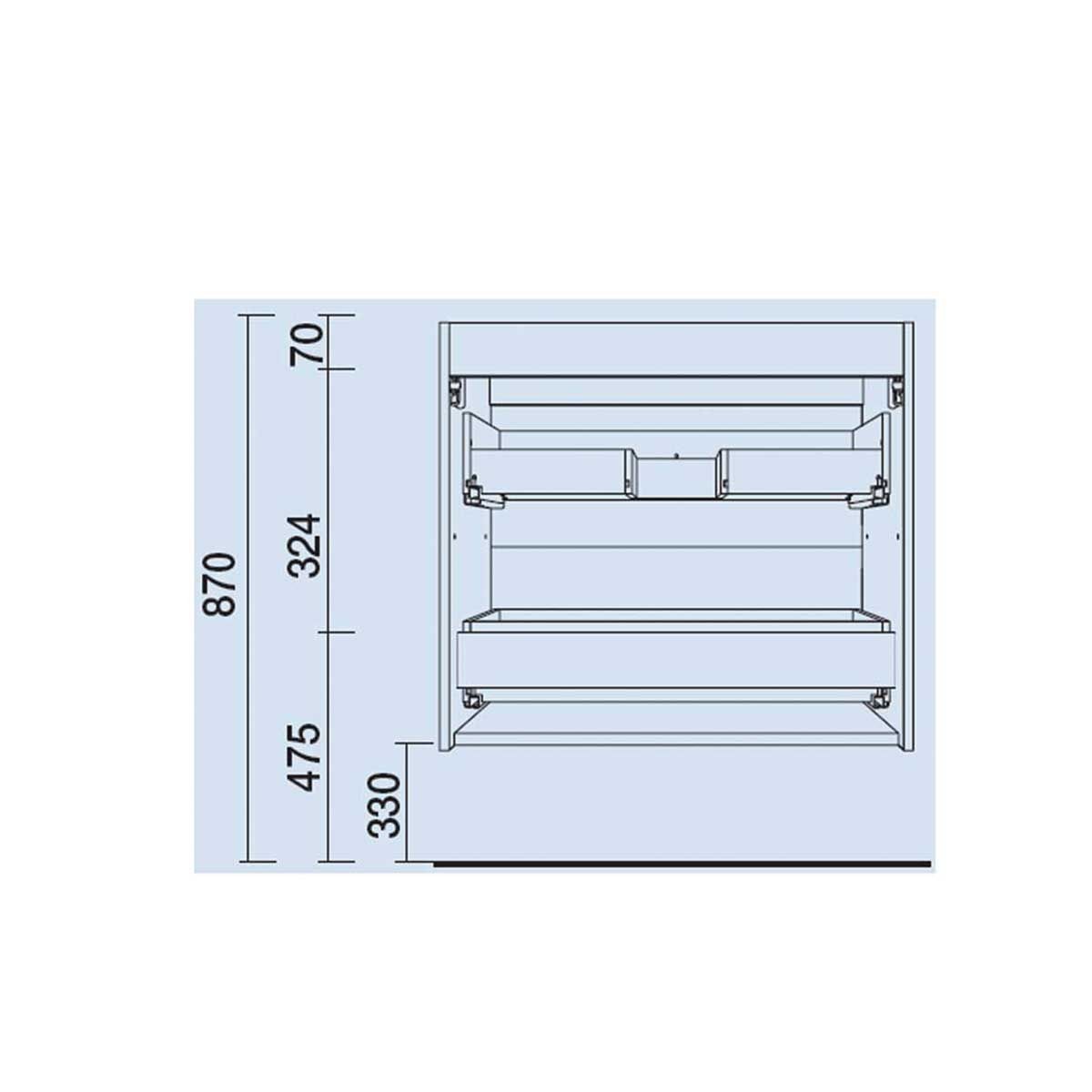 23299 SALGAR Мебель для умывальника FUSSION CHROME 900 2 ящика GLOSS WHITE 897 x 540 x 450 мм Глянцевый белый - Вид №3