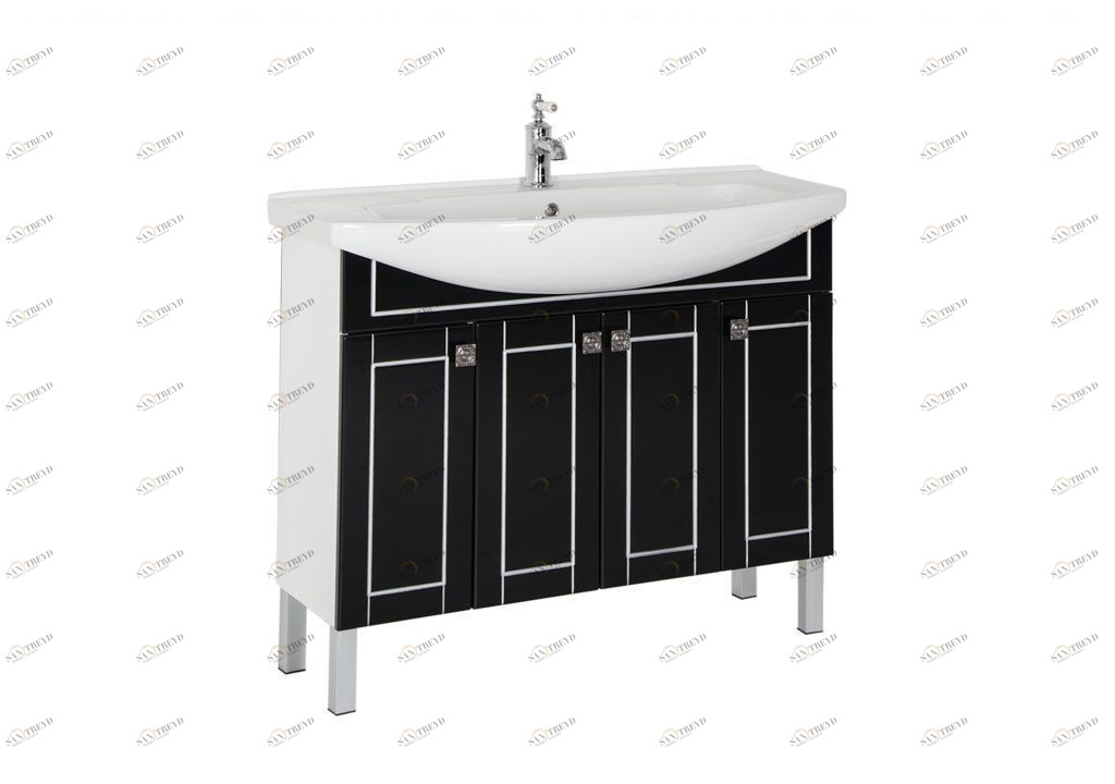 Тумба под раковину Aquanet Честер 105 черный/серебро sun-id-271903