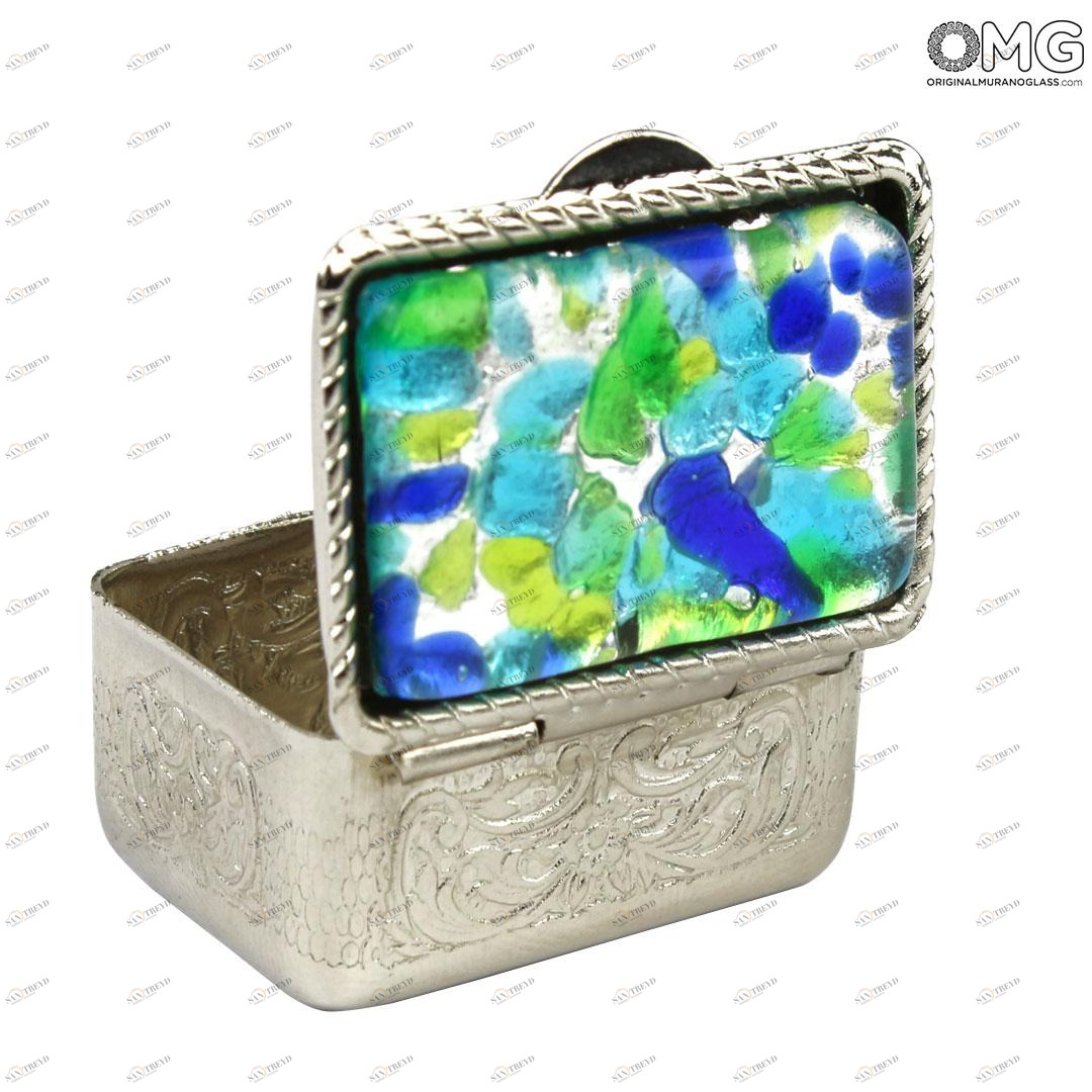 4145 ORIGINALMURANOGLASS Коробочка для таблеток миллефиори - муранское стекло OMG 3 см 