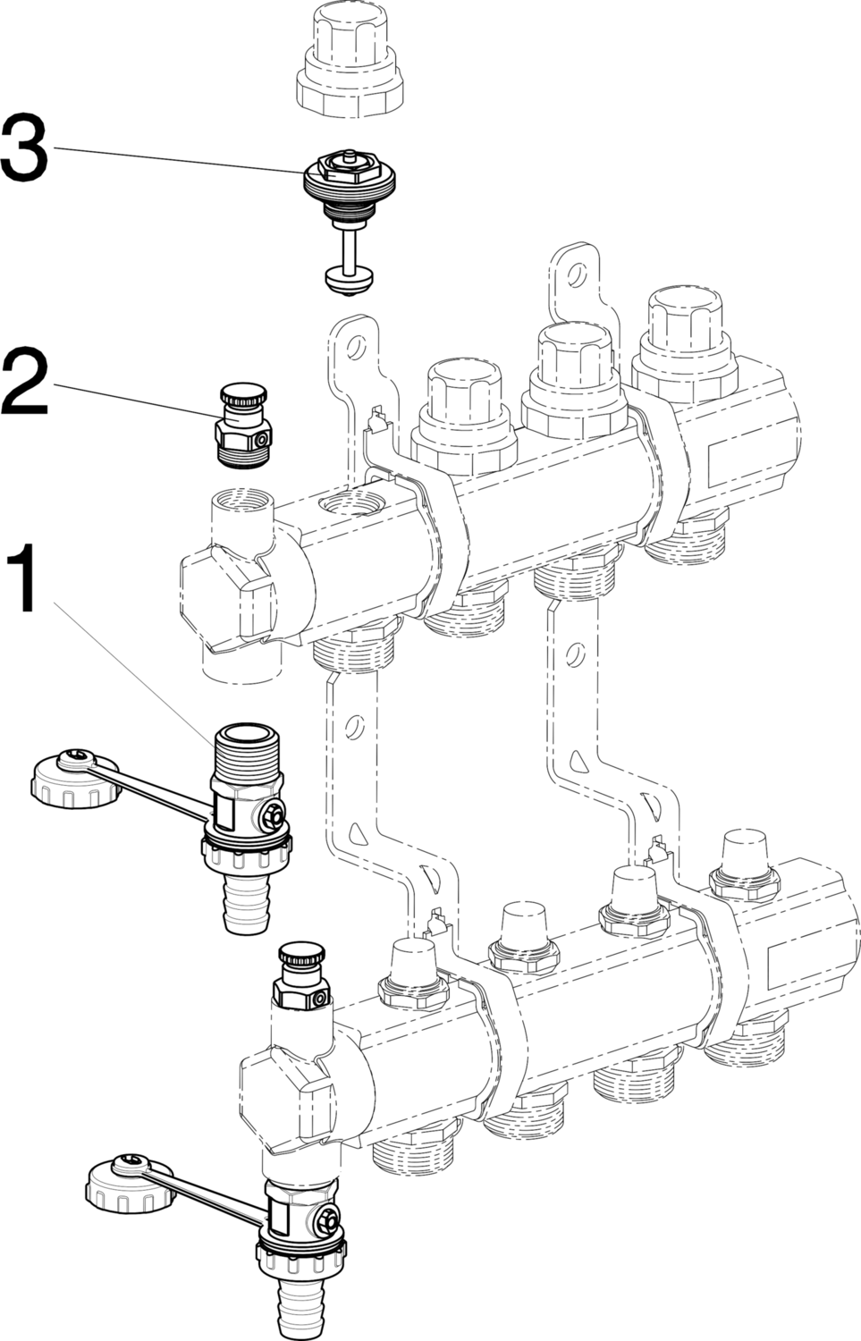 345 075 1) Модель 1002 Трубопроводные системы  Fonterra панельное отопление  Коллекторы  Латунь Santreyd  - Вид №3