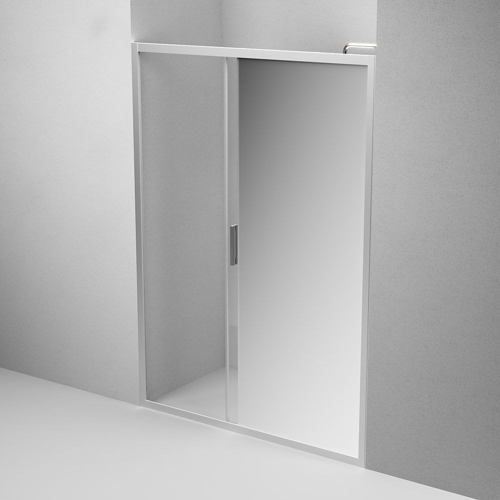 W90G-140-1-195MMir Solo Дверь душевая 140х195 стекло зеркальное профиль матовый хром AM.PM Gem - Вид №4