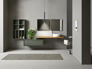 Состав ванной комнаты с умывальником, колонной и зеркалом