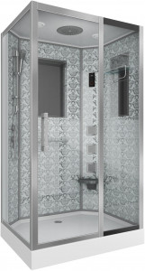 Душевая кабина NG-7711WR (900x1200х2150) низкий поддон стенки БЕЛЫЕ