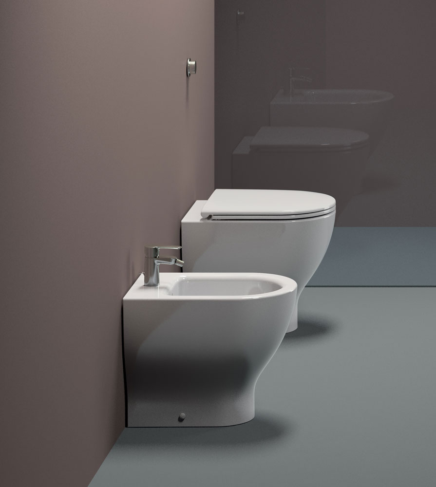 911411 Приставной унитаз напольный Белый GSI ceramica City Италия - Вид №2