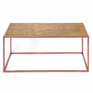 Журнальный столик прямоугольный темный дуб с ножками медь 80 см Darmian into copper INTELLIGENT DESIGN  260707 Коричневый