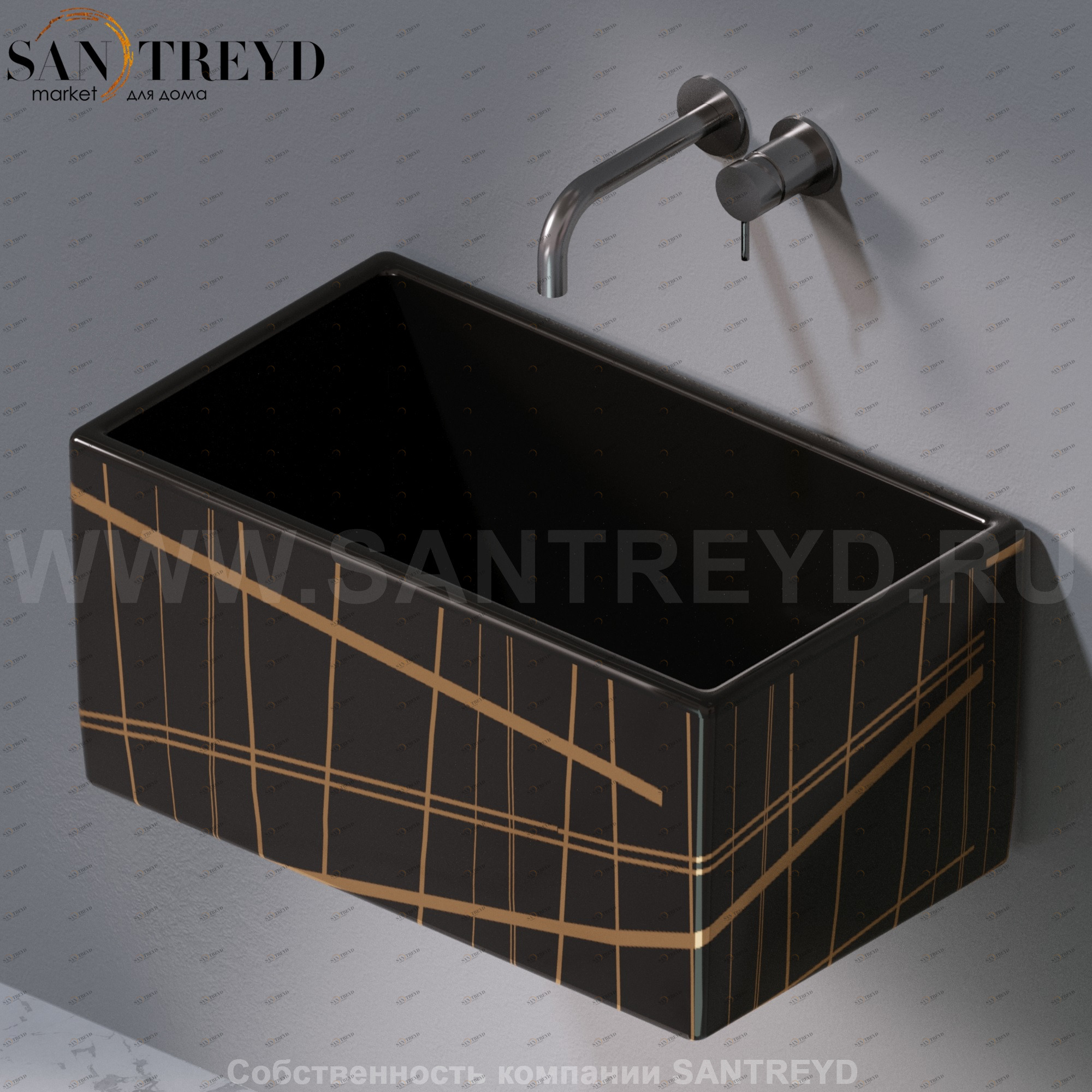 L112416G Подвесная раковина настенная прямоугольная A. e T. Italia Tower черная AeT ITALIA