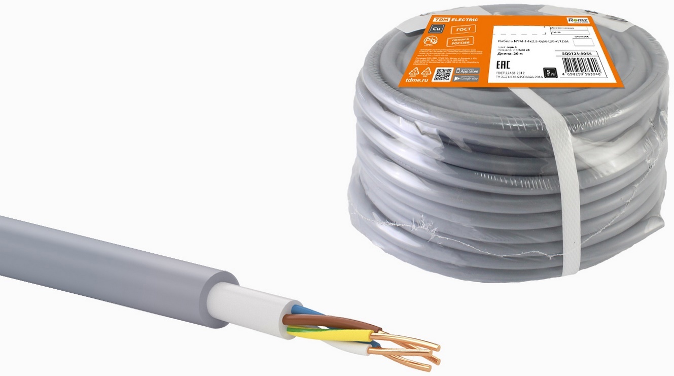 91259868 Кабель NYM-J 4х2.5 20 м ГОСТ STLM-0525366 TDM ELECTRIC