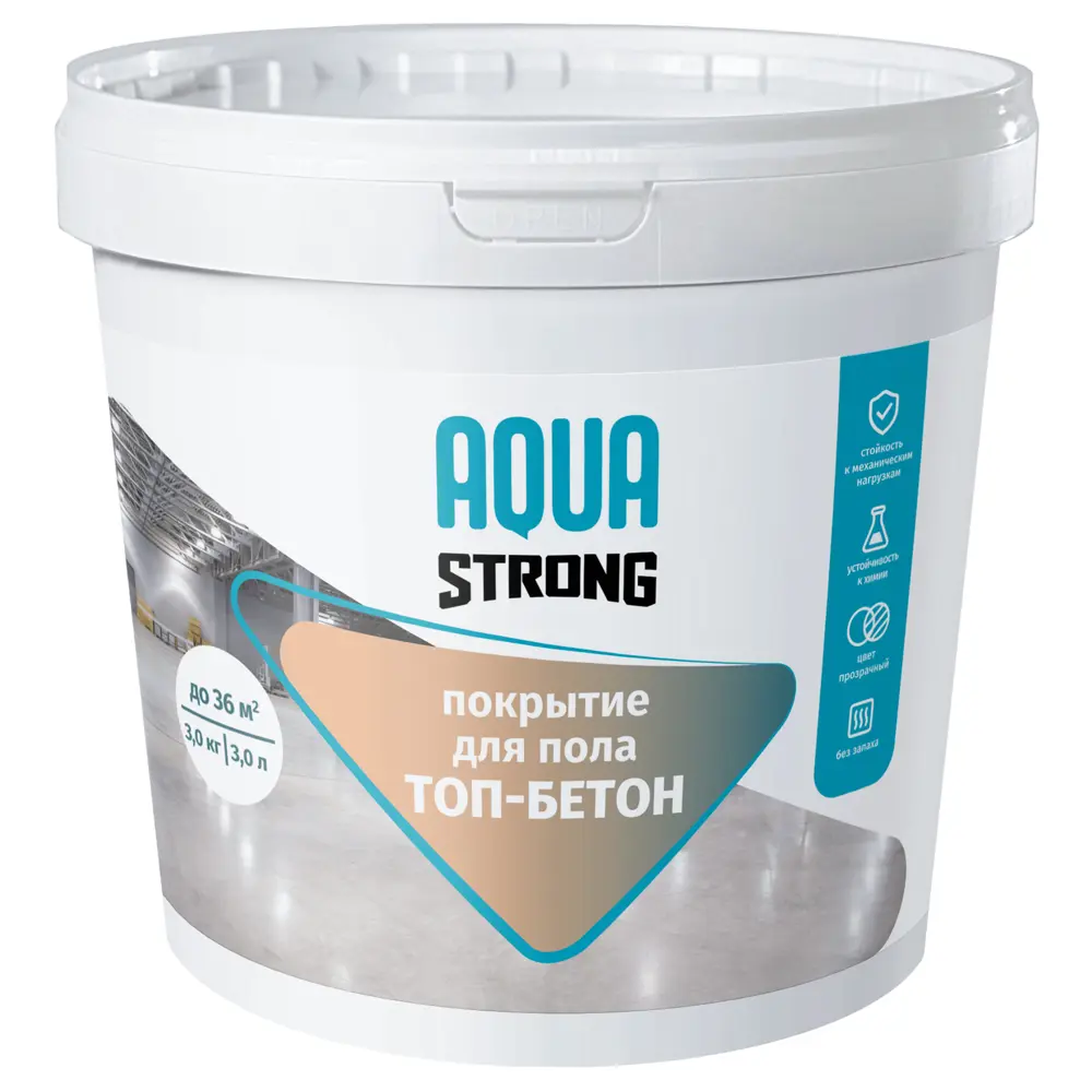 Защитное покрытие для пола Aquastrong топ-бетон глянцевое цвет прозрачный база D 3 кг 89384685 STLM-2158054 