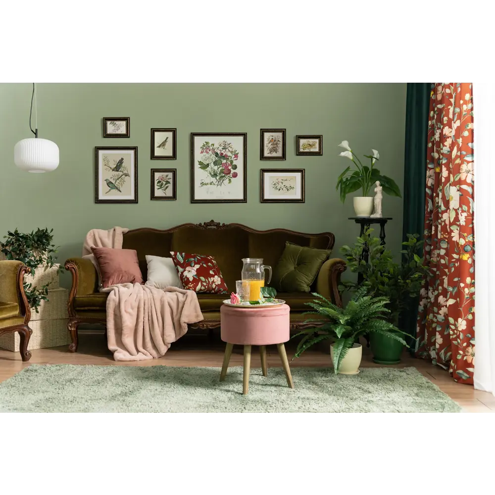 Подушка с пуговицей Бархат 43x43 см цвет зеленый LINEN WAY STLM-2119626 - Вид №10