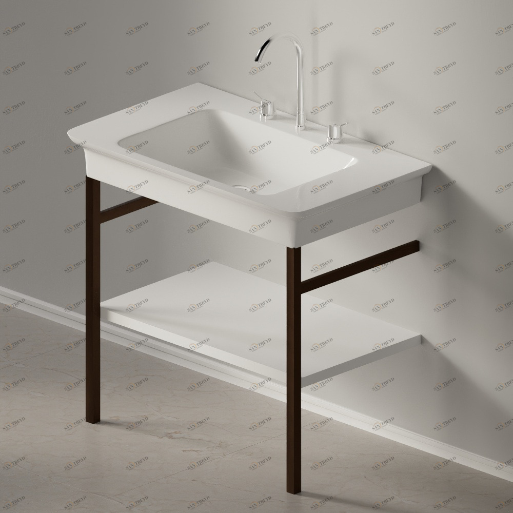 Металлическая консоль для раковины NOVECENTO XL коричневая матовая Agape ACER1072BR