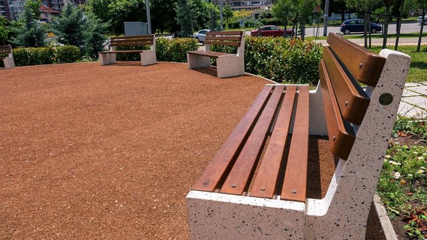 ENCHO ENCHEV - ETE Скамейка из бетона и дерева со спинкой  237  - Вид №4