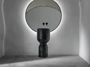 Одинарный круглый отдельно стоящий умывальник из мрамора