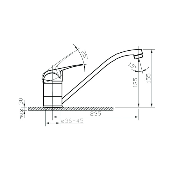 40-01/G Echo black  Смеситель для кухни  ARGO kran 4001gechoblack - Вид №1